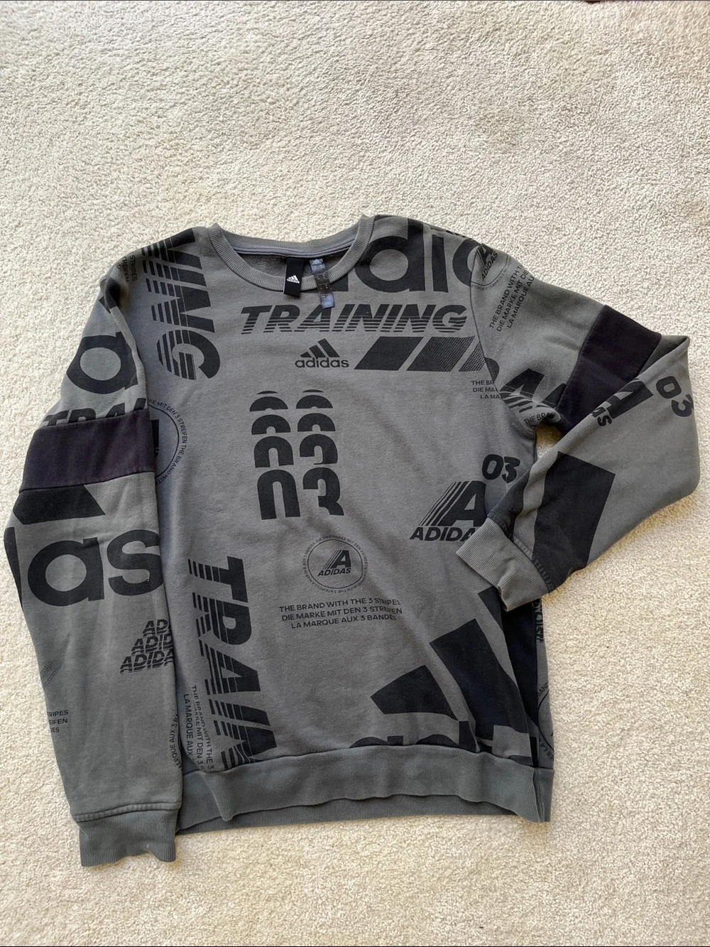 adidas Crewneck Sweatshirt in Grey with Black Graphic Print